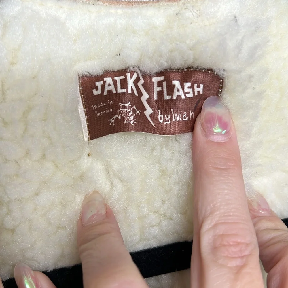 Jack Flash Western Leather Vest Light Brown Tan Lined‎ Snap Closure Youth Large